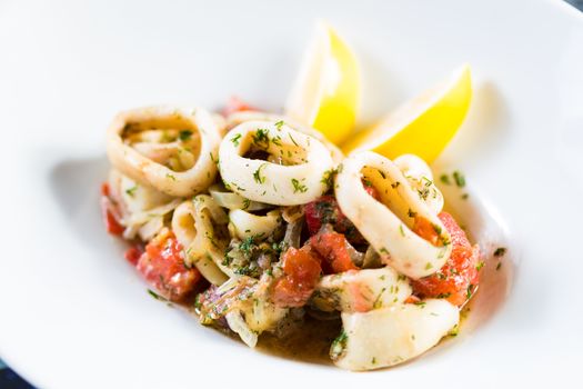 Seafood Salad with prawns, mussels, squids, octopus