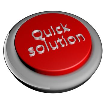 Quick solution words on button, 3d render, isolated over white