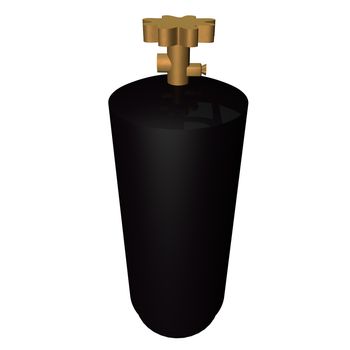 Black gas cylinder isolated over white, 3d render