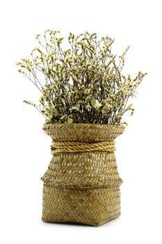 Dried flower in a vase made ������of papyrus.