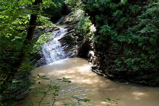 Sights of caucasus. The rivers and falls