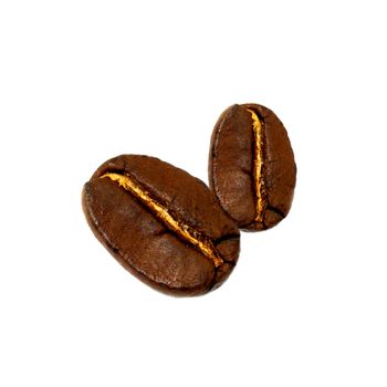 Roasted coffee beans on white background