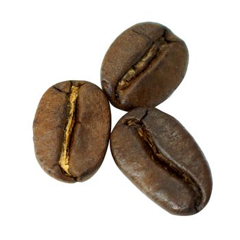 Roasted coffee beans on white background