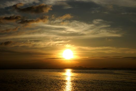 sunset sky and the lake