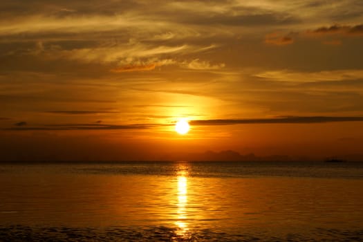 sunset sky and the lake