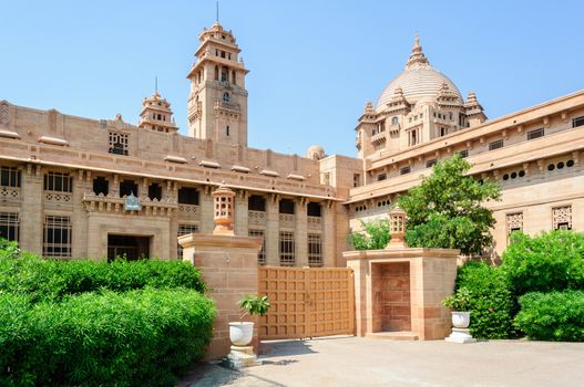 Outside view of Umaid Bhawan Palace of Jodhpur, Rajasthan, India