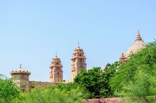Outside view of Umaid Bhawan Palace of Jodhpur, Rajasthan, India