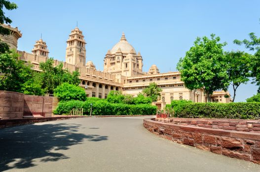 Outside view of Umaid Bhawan Palace of Jodhpur, Rajasthan, India