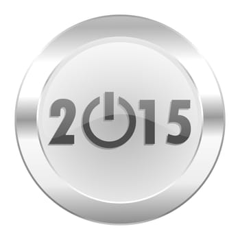 new year 2015 chrome web icon isolated