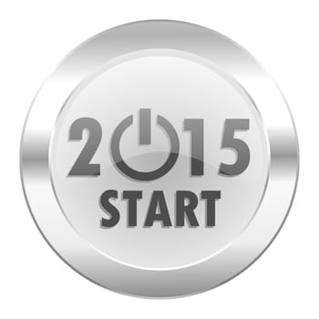 new year 2015 chrome web icon isolated