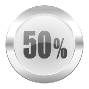 50 percent chrome web icon isolated