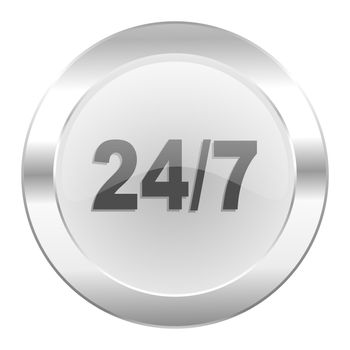24/7 chrome web icon isolated