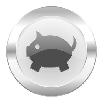 piggy bank chrome web icon isolated
