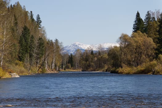 The mountain river with rapid current