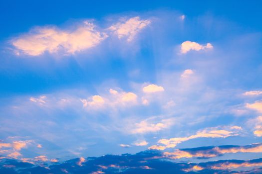 Clouds on evening sky colors.