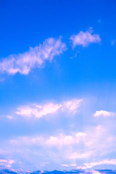 Clouds on evening sky colors.