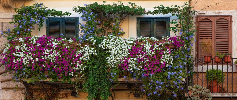 Italian balcony on piazza Navona in Rome