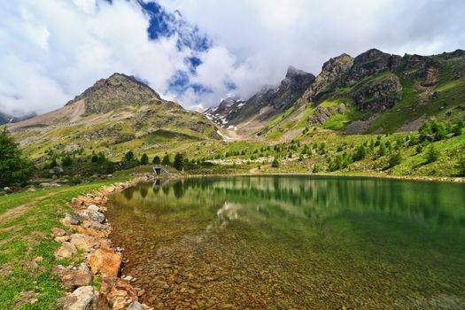 Doss dei Gembri small lake in Pejo Valley, Trentino, Italy