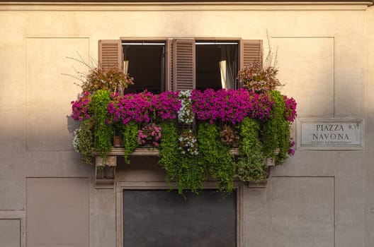 Italian balcony on piazza Navona in Rome