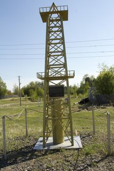 Obelisk Russian geologists conquering Siberia.Layout rig.Layout rig.