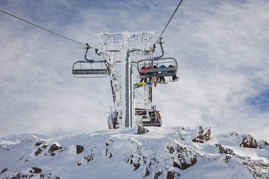 Ski slope in cold weather