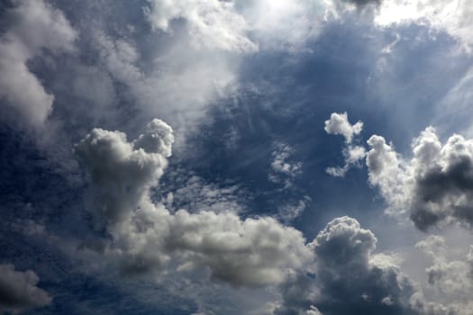 Overcast cloudy skies background, gloomy sky with clouds.