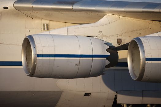 Engines of a huge cargo aircraft