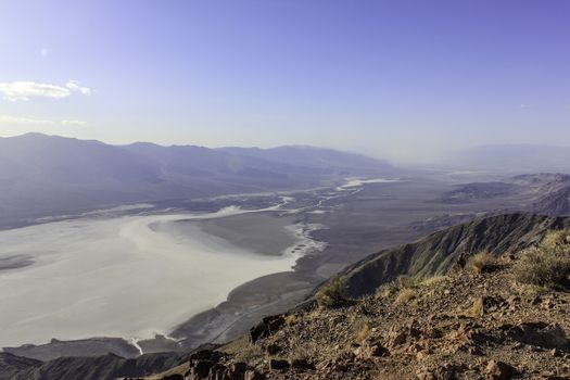 Death Valley Salt Lake viewed from high above and stretching far into the distance