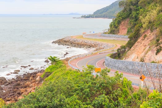 Coastal road sea at Khung Viman bay, Chanthaburi, Thailand