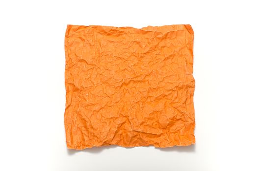 orange crumpled paper texture on a white background