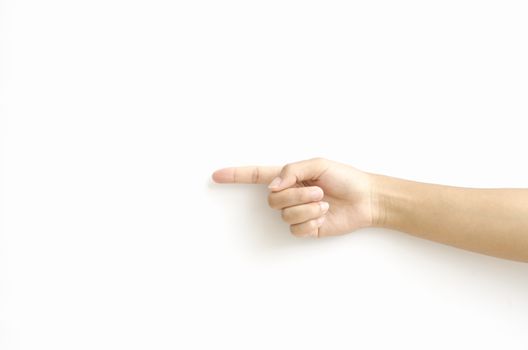 asia woman  hands hold sign on a white background