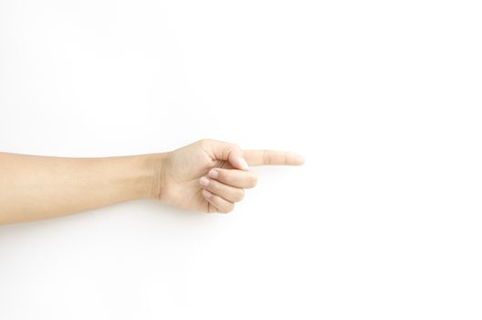 asia woman  hands hold sign on a white background