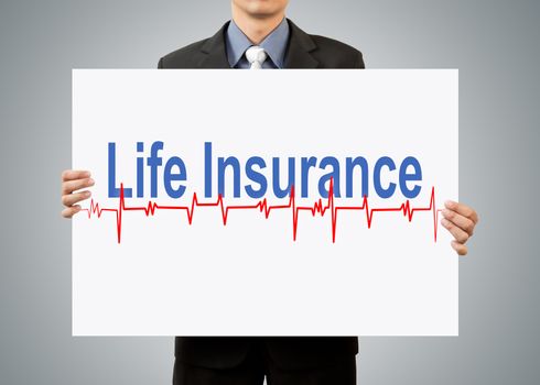 businessman holding life insurance concept