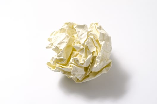 crumpled paper ball on a white background