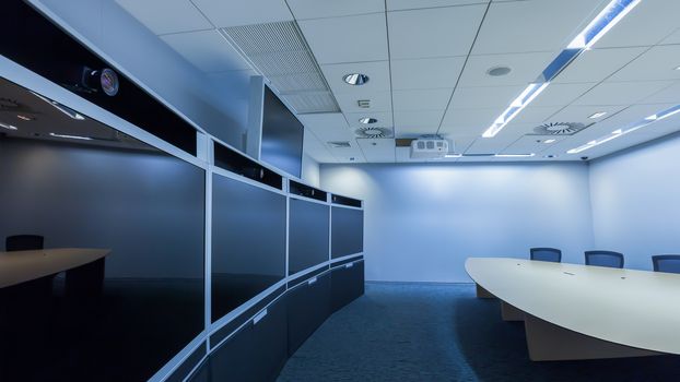 teleconferencing, video conference and telepresence business meeting room