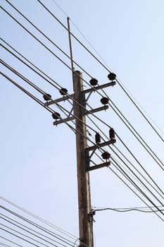 electricity post in the clear weather day.