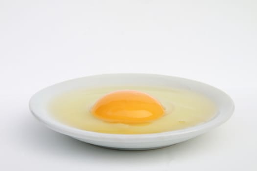 raw egg in the plate on whit background.