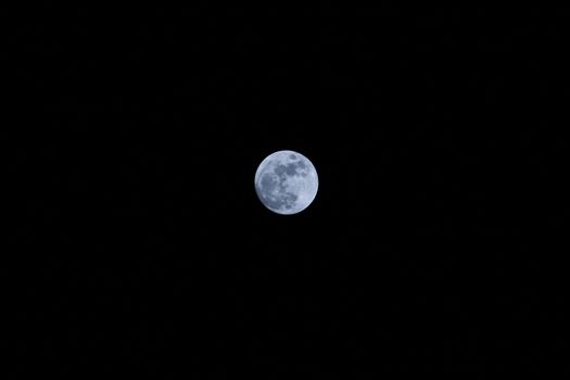 Showing full moon in dark black sky