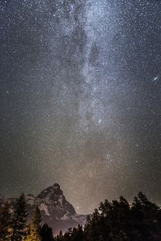 Milky Way over the Matterhorn in an autumn night, Aosta Valley