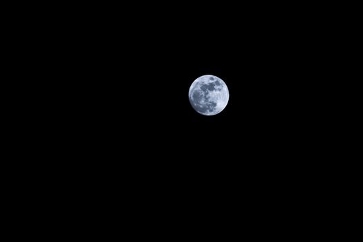 Showing full moon in dark black sky