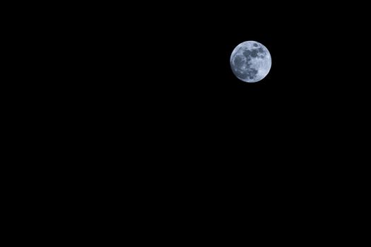 Showing full moon in dark black sky