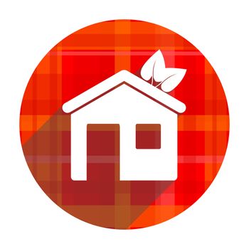 house red flat icon isolated