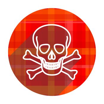 skull red flat icon isolated