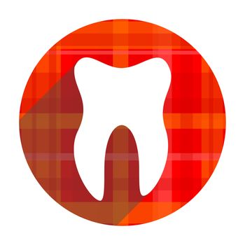 tooth red flat icon isolated