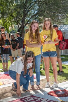 TUCSON, AZ/USA - OCTOBER 12:  Unidentified people view section of AIDS quilt on October 12, 2014 in Tucson, Arizona, USA.