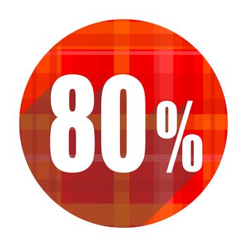 80 percent red flat icon isolated