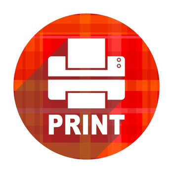 printer red flat icon isolated