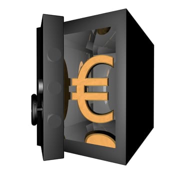 Vault with Euro symbol inside, 3d render