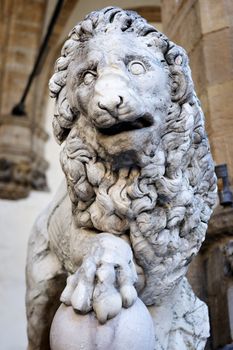Image of lion sculpture at Palazzo Vecchio in Florence, Italy