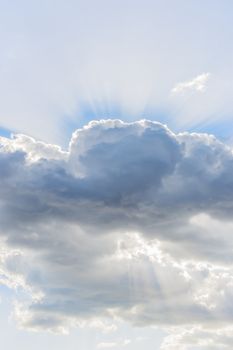 Picture of dramatic cloud with sunbeams in the sky